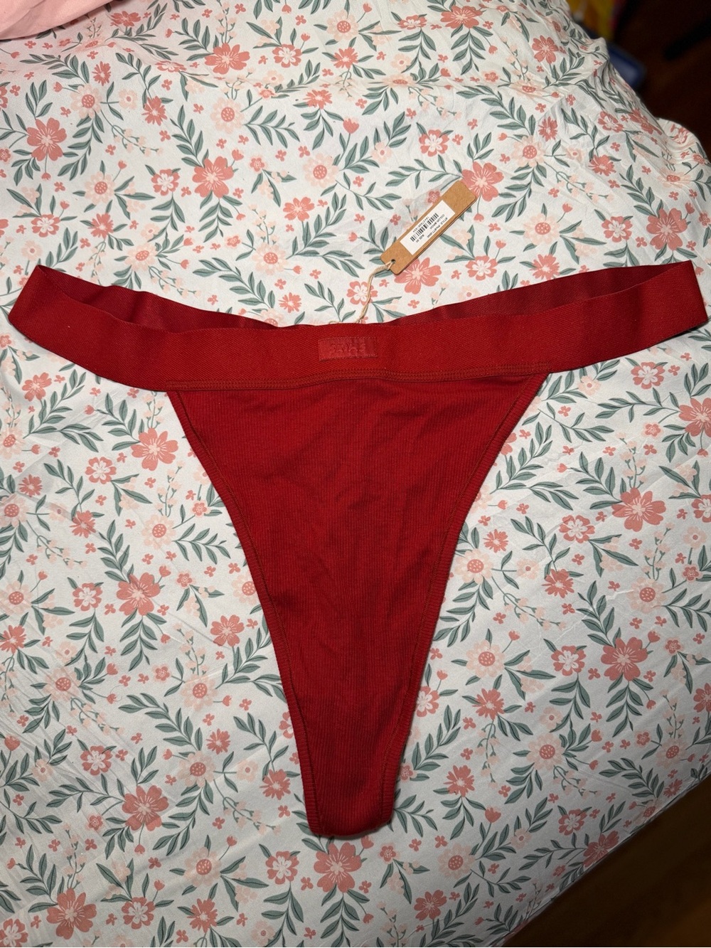 SKIMS Size 3X Cotton Blend Stretch Jersey Rib Thong Brick Panty PN-STT-0040